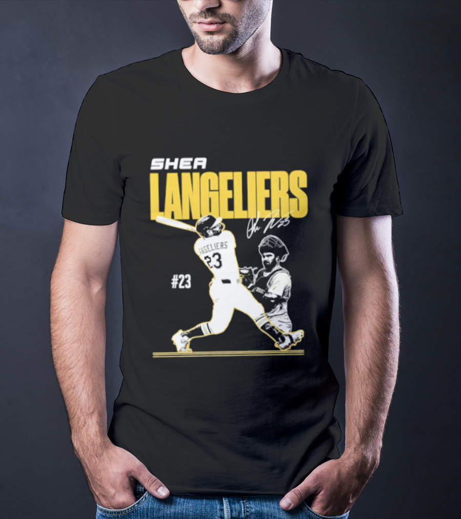 Shea Langeliers 23 Athletics Baseball Slugger Swing Signature T-Shirt