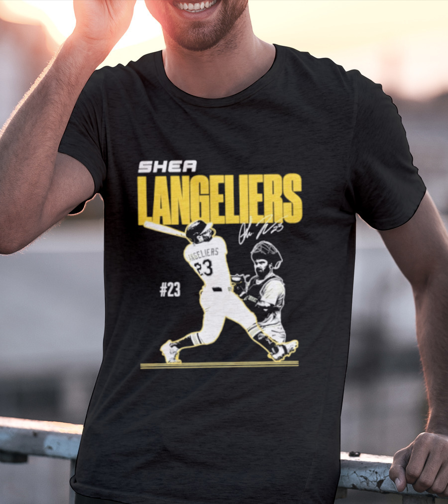 Shea Langeliers 23 Athletics Baseball Slugger Swing Signature T-Shirt