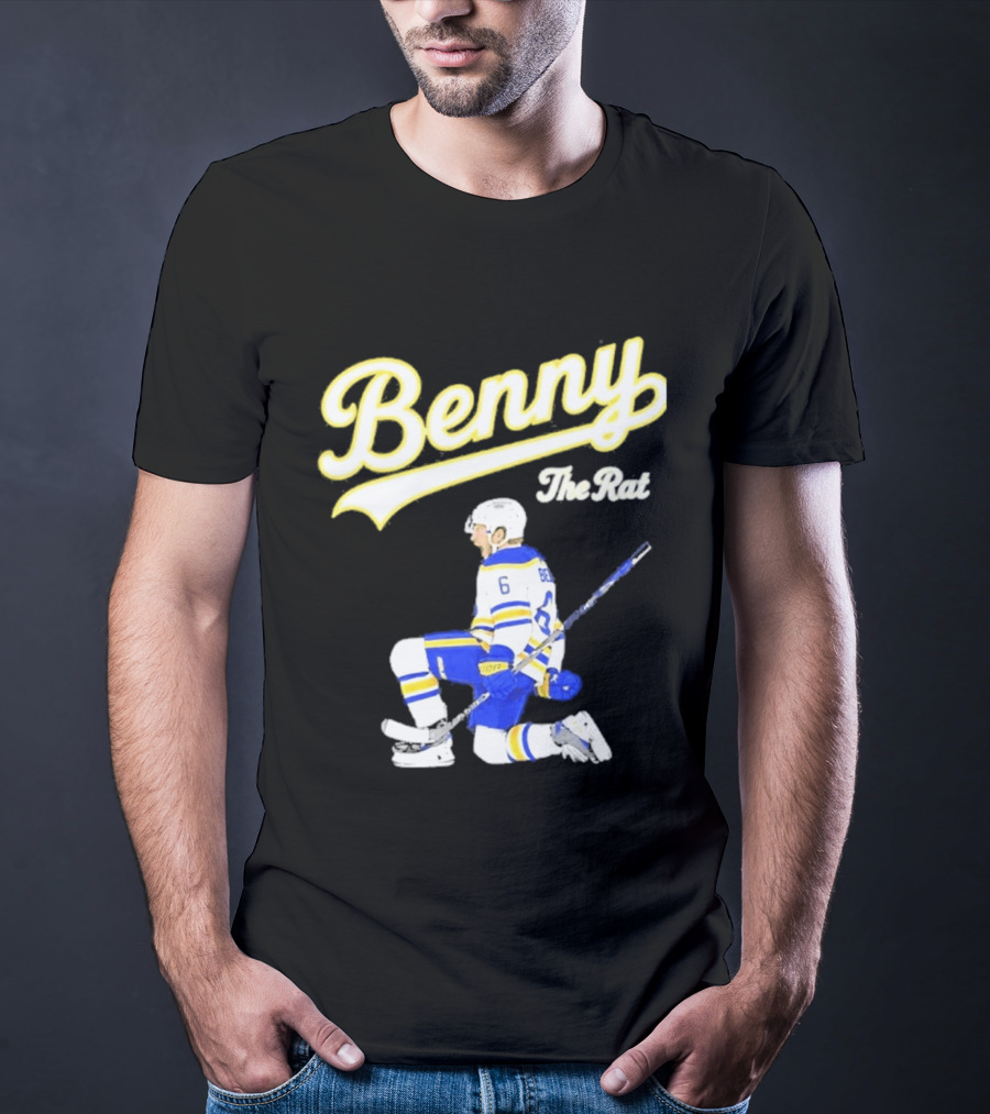 Benny The Rat Buffalo Sabres Number 6 Hockey Player Kneeling T-Shirt