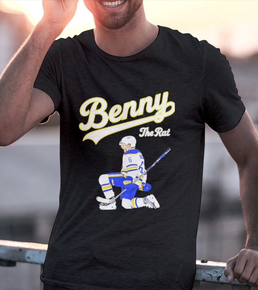 Benny The Rat Buffalo Sabres Number 6 Hockey Player Kneeling T-Shirt
