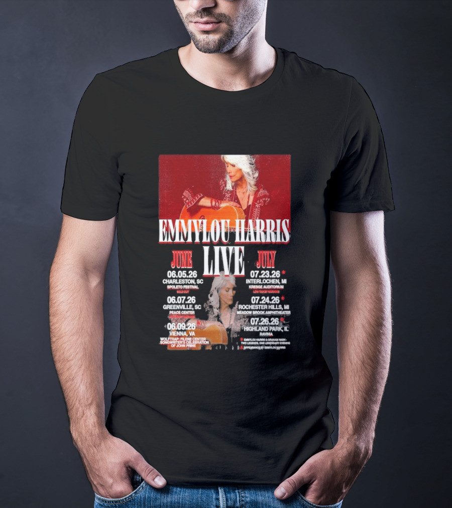 Emmylou Harris Live World Tour June July 2026 Dates And Locations T-Shirt