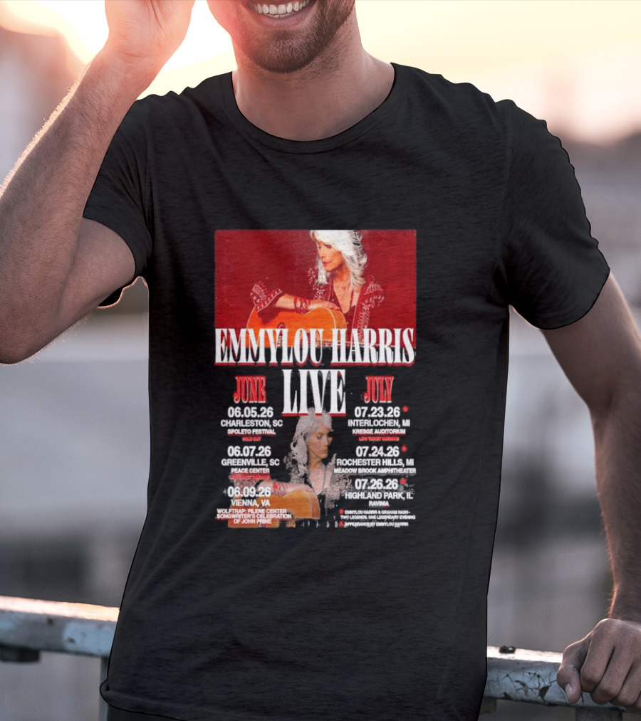 Emmylou Harris Live World Tour June July 2026 Dates And Locations T-Shirt