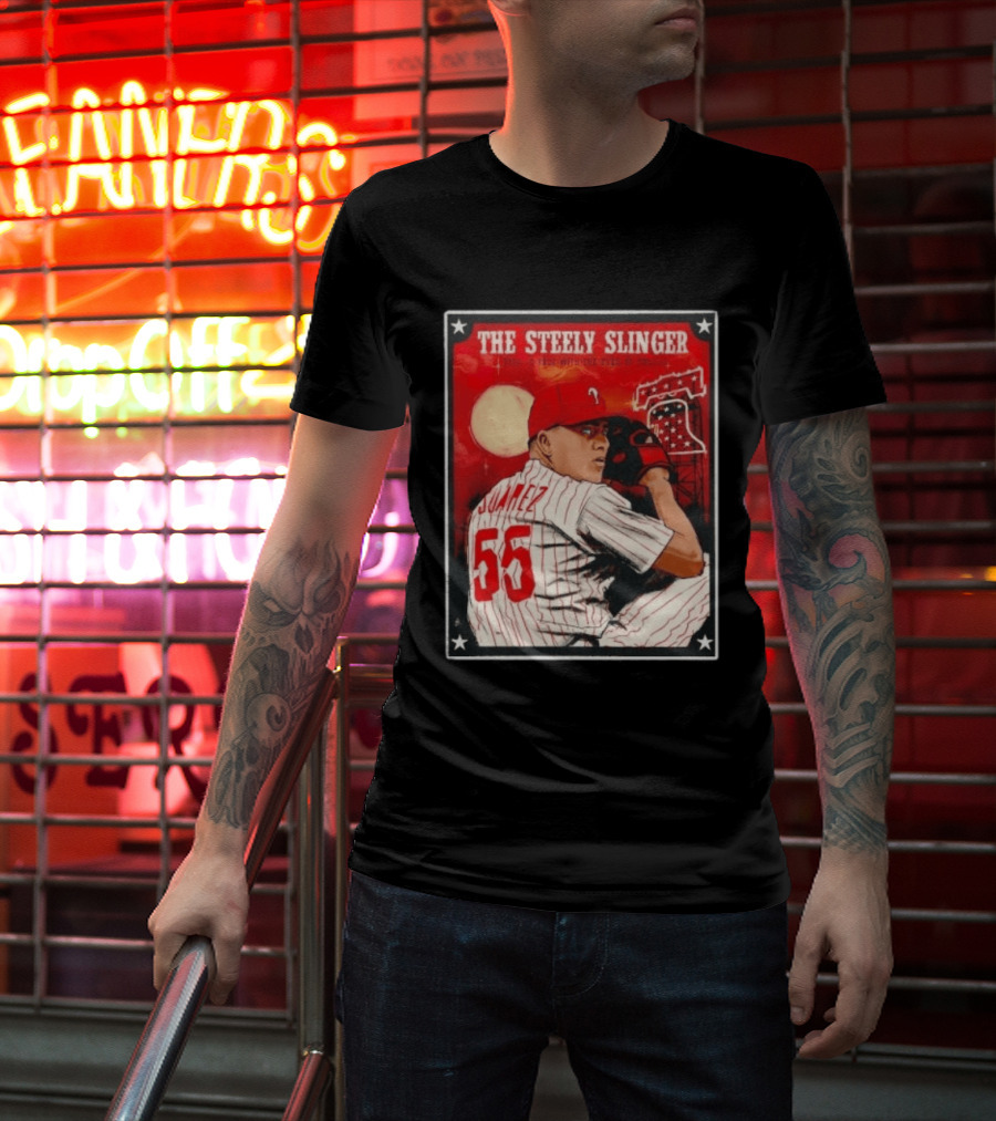 Philadelphia Phillies Ranger Suarez Steely Slinger 55 Baseball T-Shirt