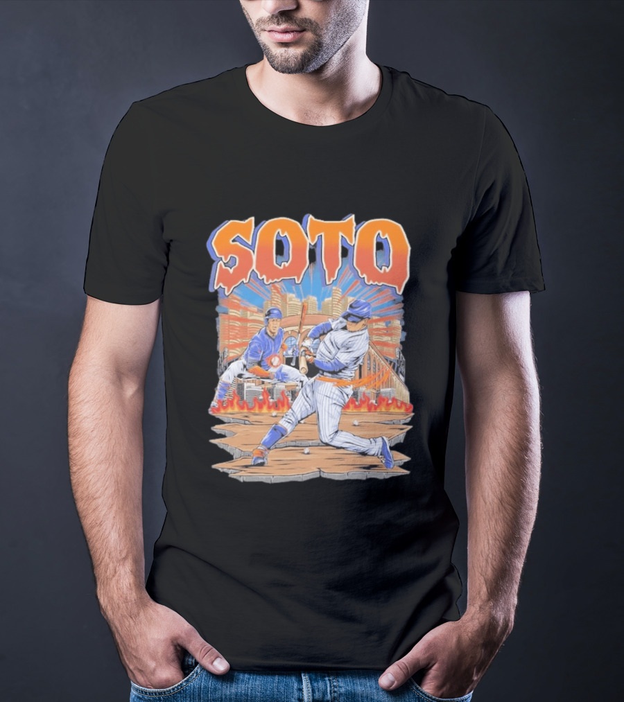 Juan Soto New York Baseball Skyline Battling Legends T-Shirt