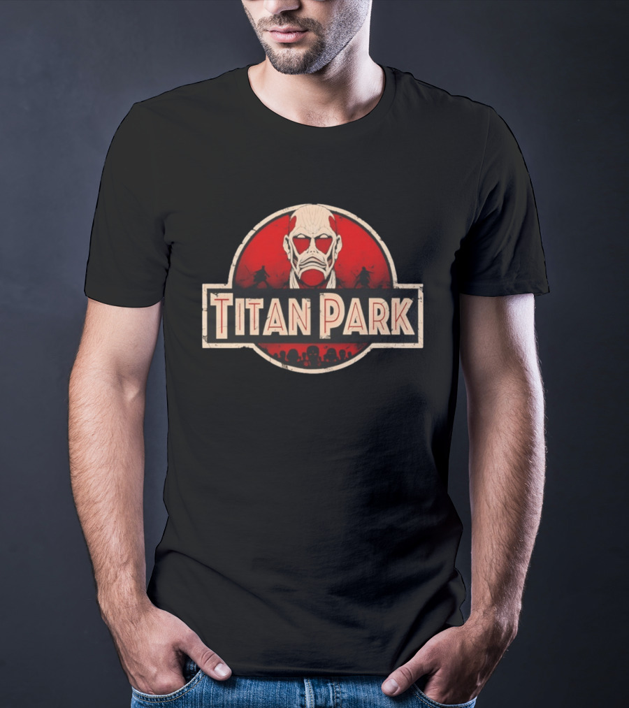 Titan Park Colossal Tribute Jurassic Park Attack On Titan Mashup T-Shirt