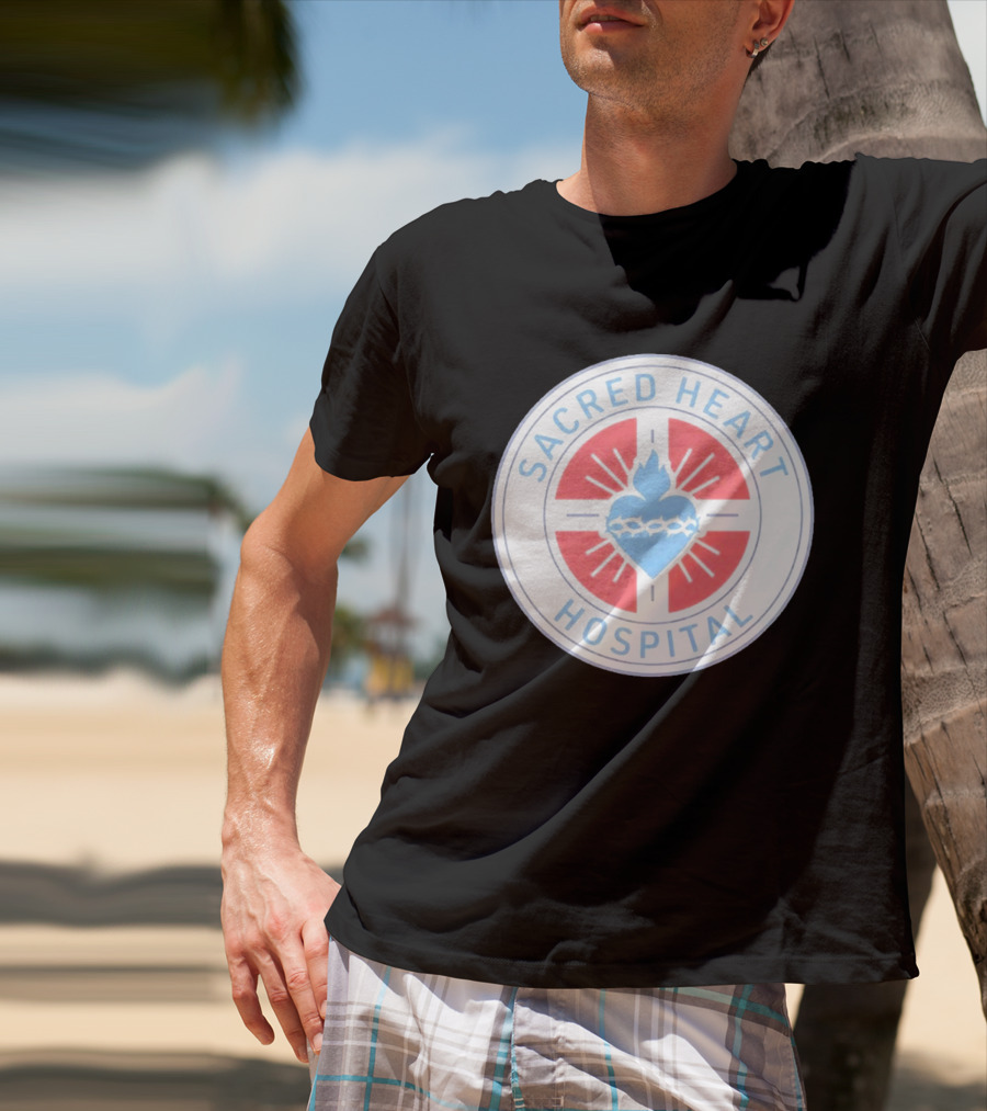 Sacred Heart Hospital Emblem With Blue And Red Heart T-Shirt