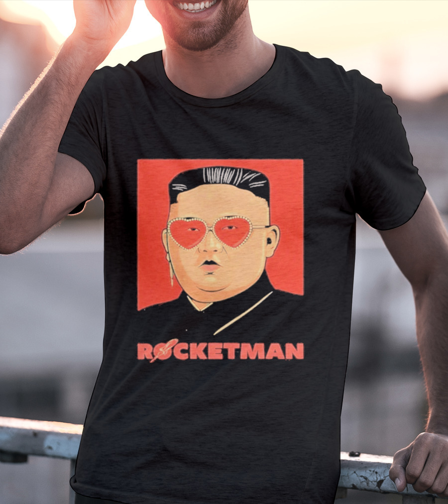 Kim Jong Un Heart Sunglasses Rocketman Meme T-Shirt