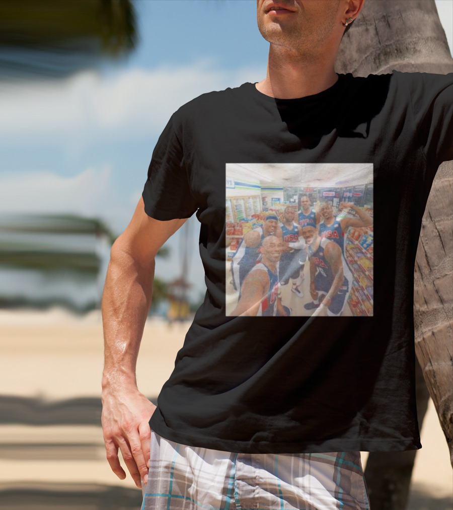 Team USA Basketball Players Selfie Grocery Store Team Spirit T-Shirt