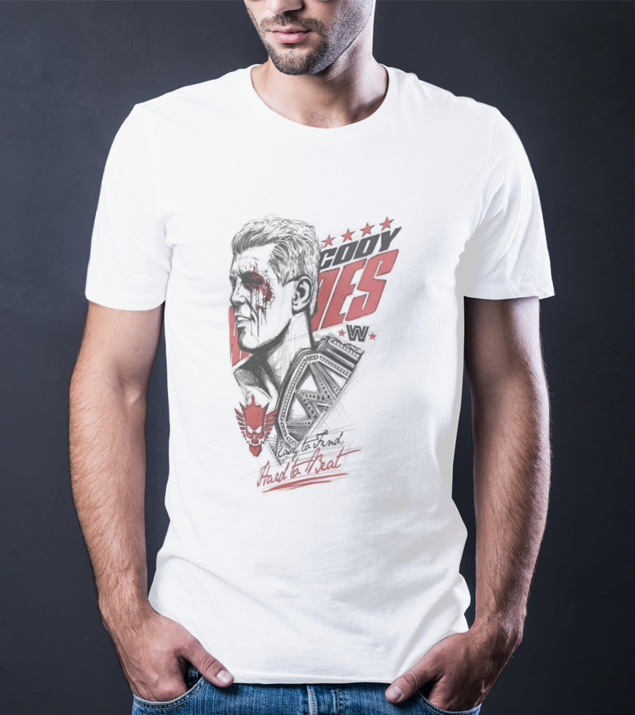 Cody Rhodes Easy To Find Hard To Beat Wrestling Legend Bold Red Text Star Motif T-Shirt