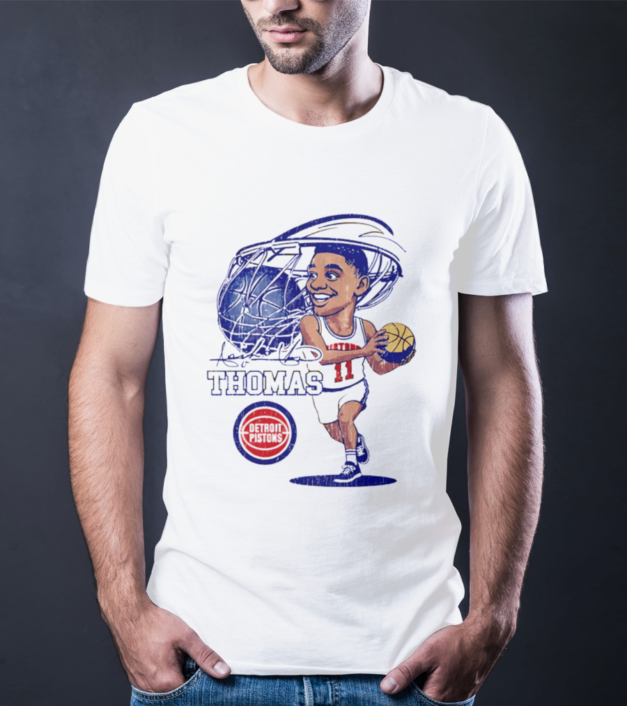 Isiah Thomas Detroit Pistons Caricature Basketball Cartoon Drawing T-Shirt