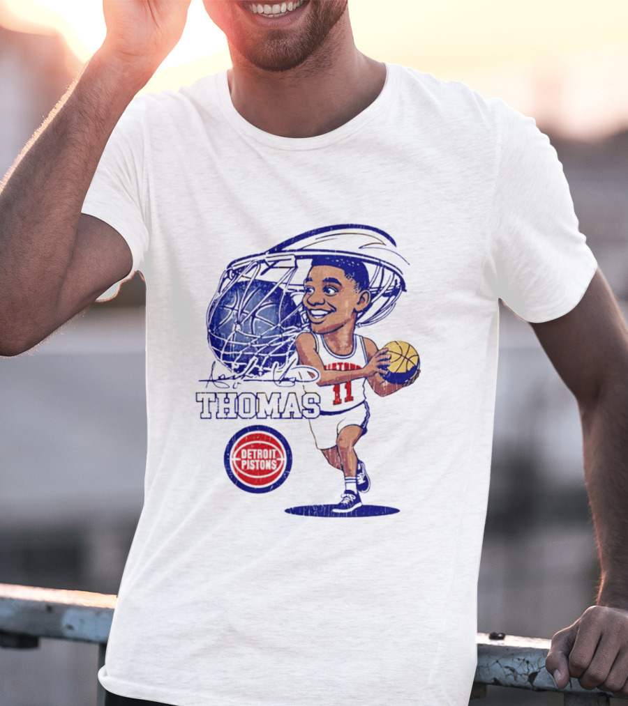 Isiah Thomas Detroit Pistons Caricature Basketball Cartoon Drawing T-Shirt