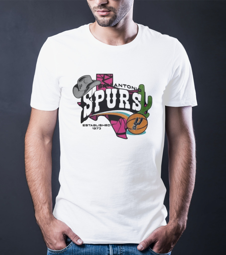 San Antonio Spurs Texas Cowboy Hat Cactus Basketball Established 1973 T-Shirt