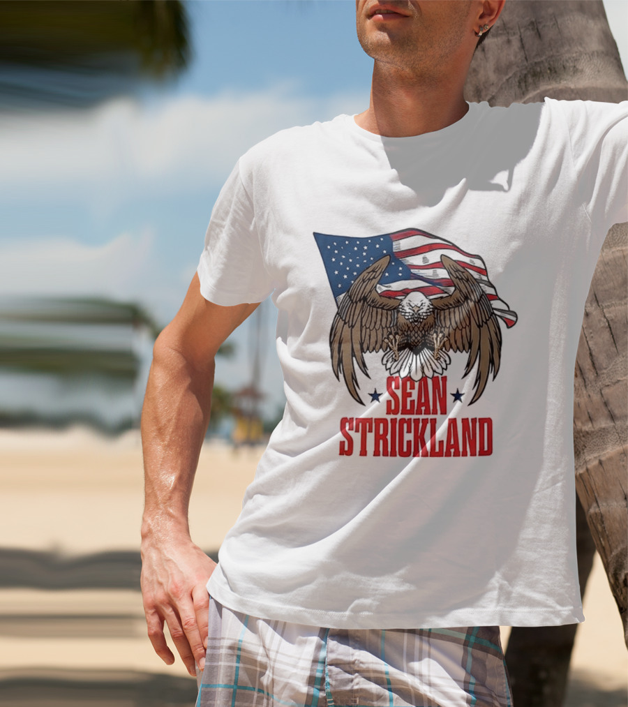 Sean Strickland Eagle With American Flag T-Shirt