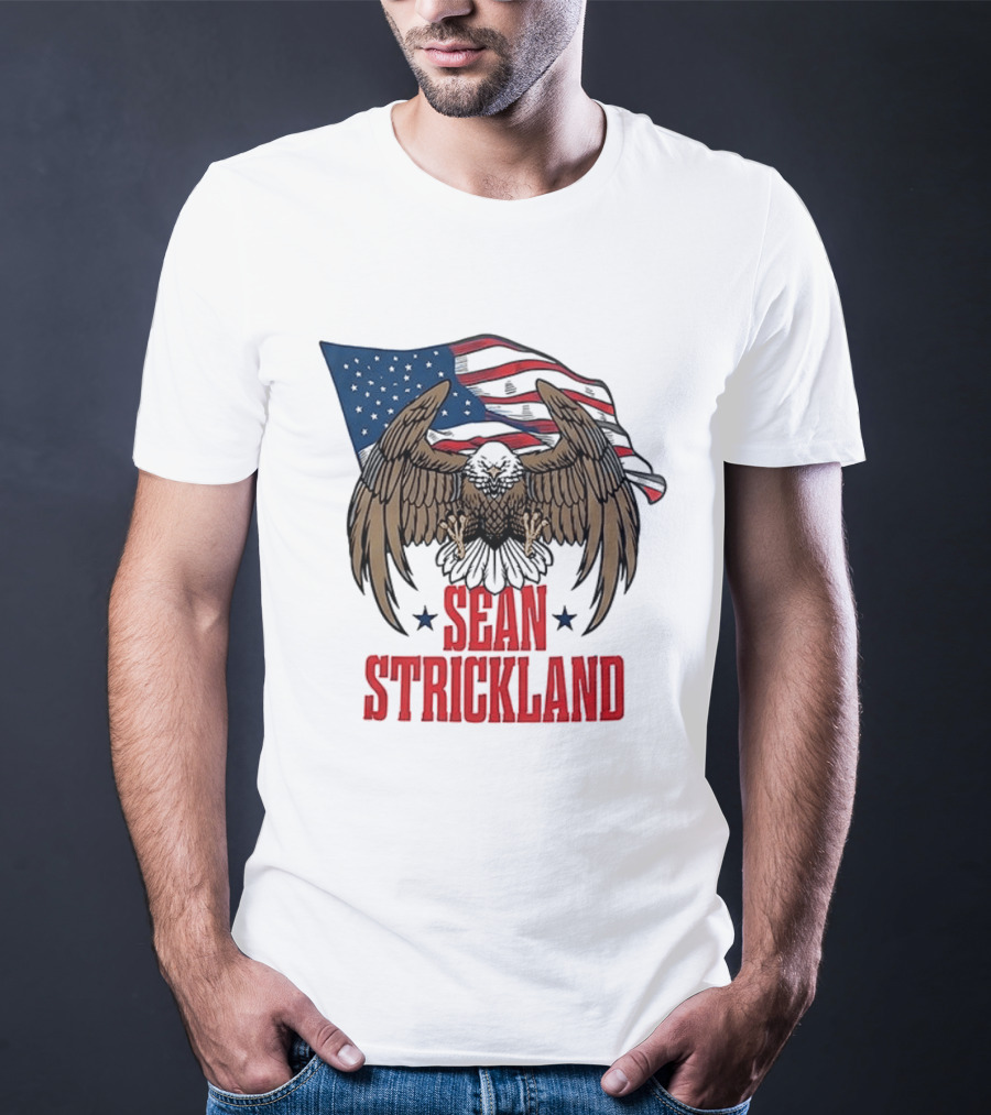 Sean Strickland Eagle With American Flag T-Shirt