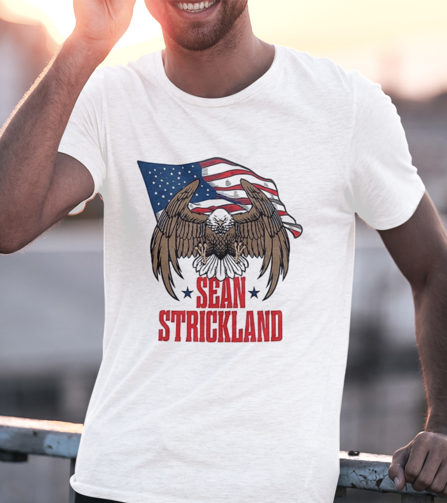 Sean Strickland Eagle With American Flag T-Shirt