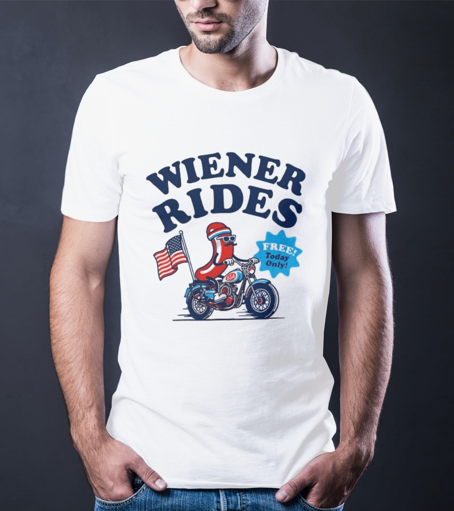 Wiener Rides 4th Of July Sausage Driving Motorbike Free Today Only 250th Anniversary T-Shirt