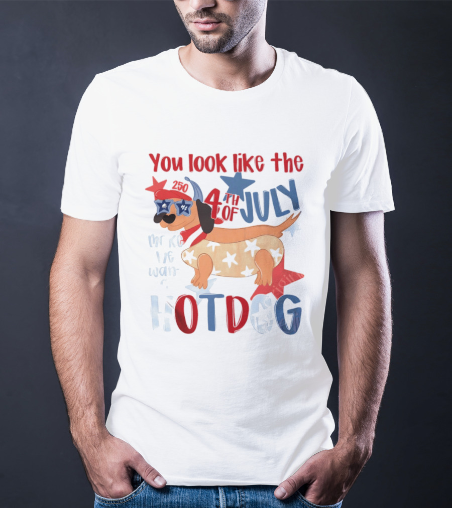 You Look Like The 4th Of July Make Me Want A Hotdog 2020 Dog Star Hat T-Shirt