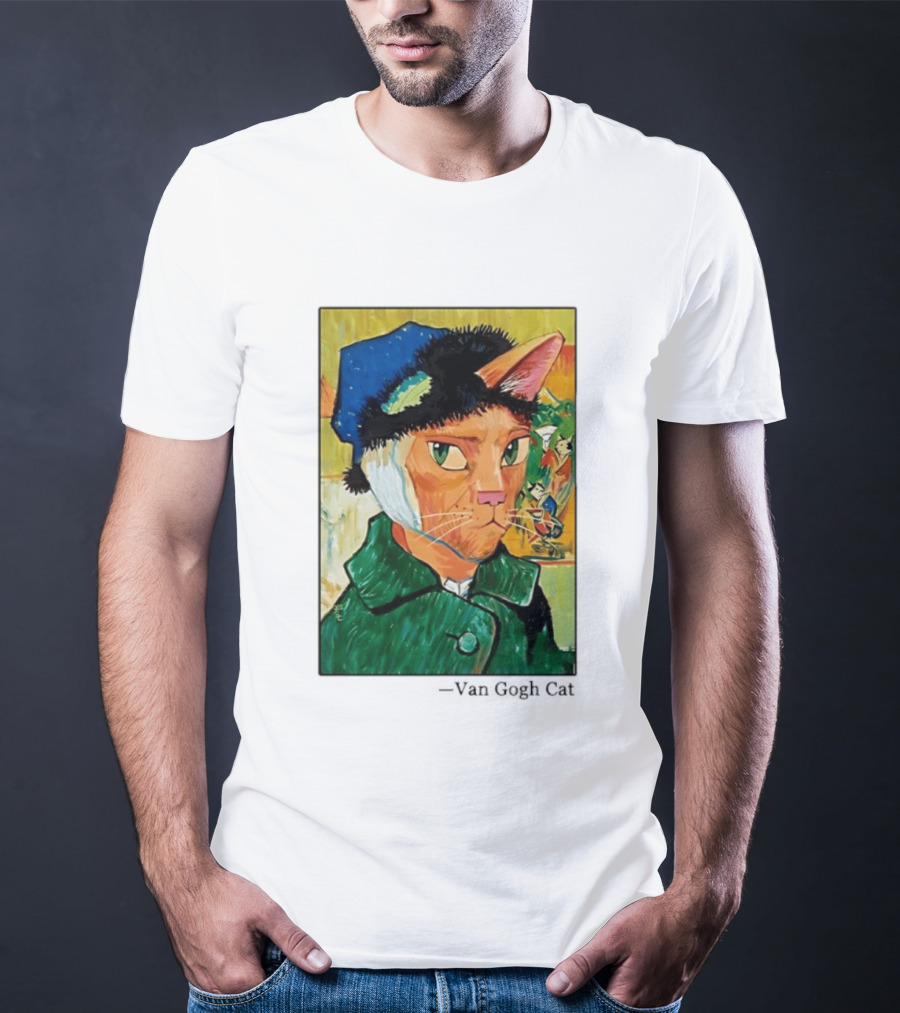 Cat In Van Gogh Style With Bandaged Ear Iconic Painting T-Shirt