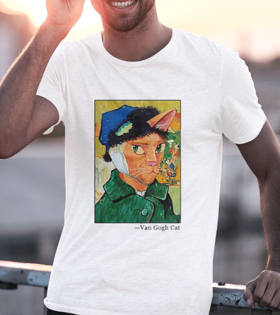 Cat In Van Gogh Style With Bandaged Ear Iconic Painting T-Shirt