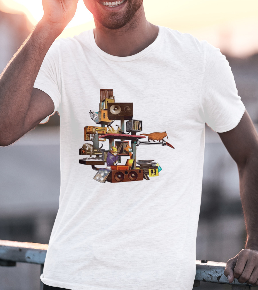 Cats Jamming With Crates And Music Gear T-Shirt