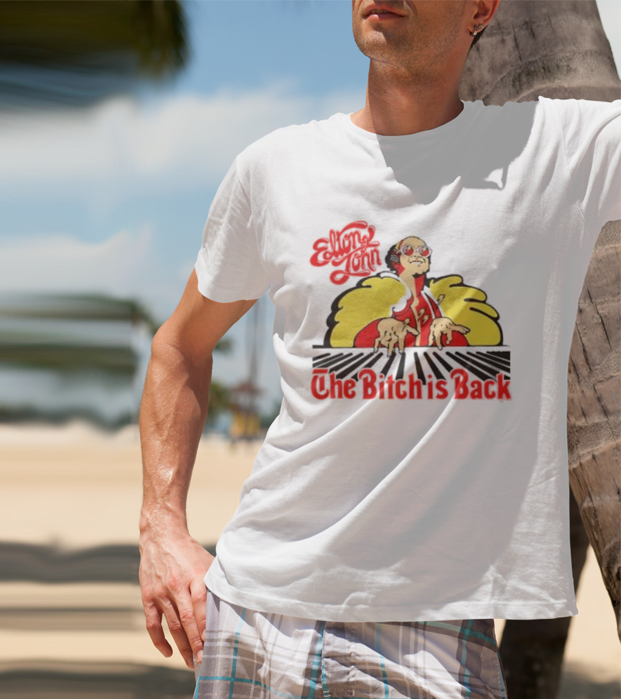 Elton John The Bitch Is Back Burst Yellow And Red T-Shirt