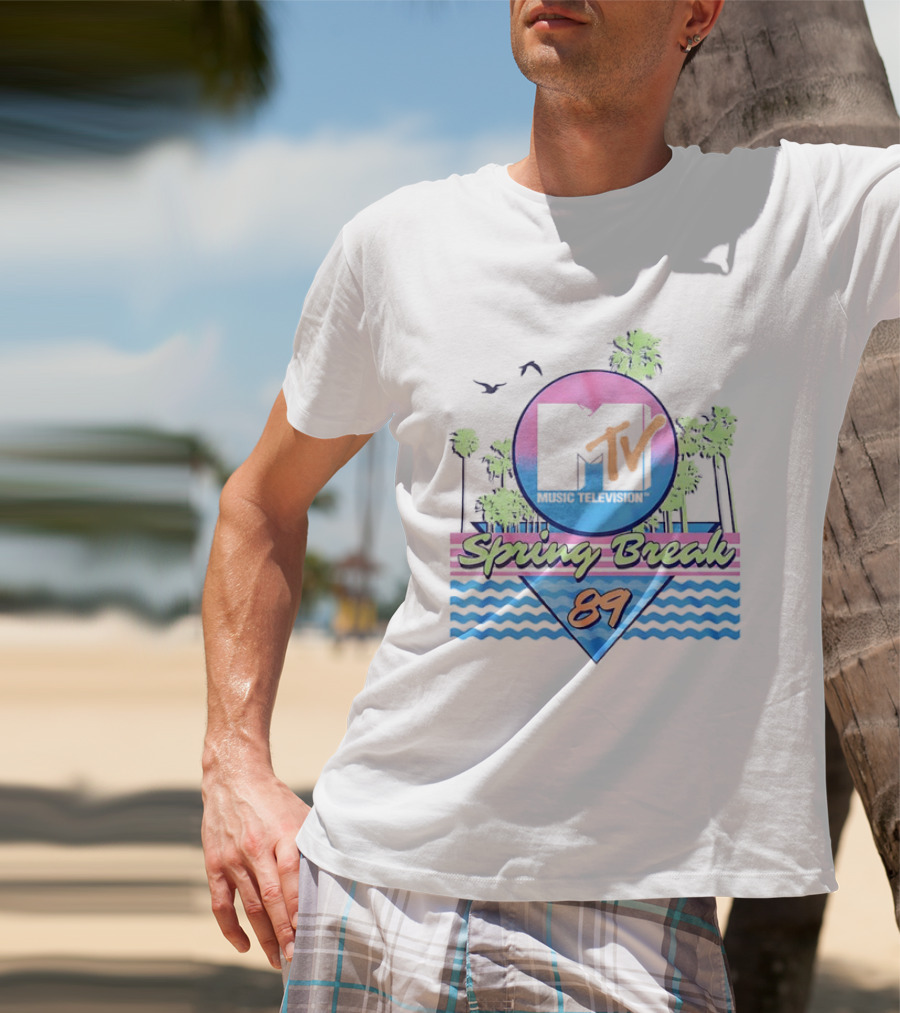 MTV Spring Break 89 Retro Vibe Palm Trees Vintage Aesthetic T-Shirt
