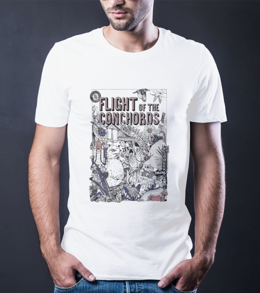 Flight Of The Conchords Los Angeles CA Botanical Owl And Cityscape T-Shirt
