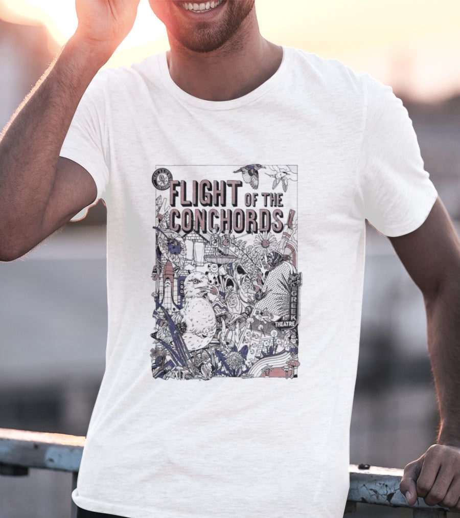 Flight Of The Conchords Los Angeles CA Botanical Owl And Cityscape T-Shirt