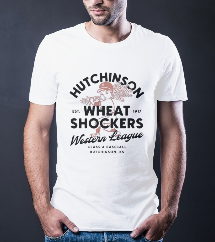 Hutchinson Wheat Shockers Western League Class A Baseball Established 1917 Wichita Kansas T-Shirt