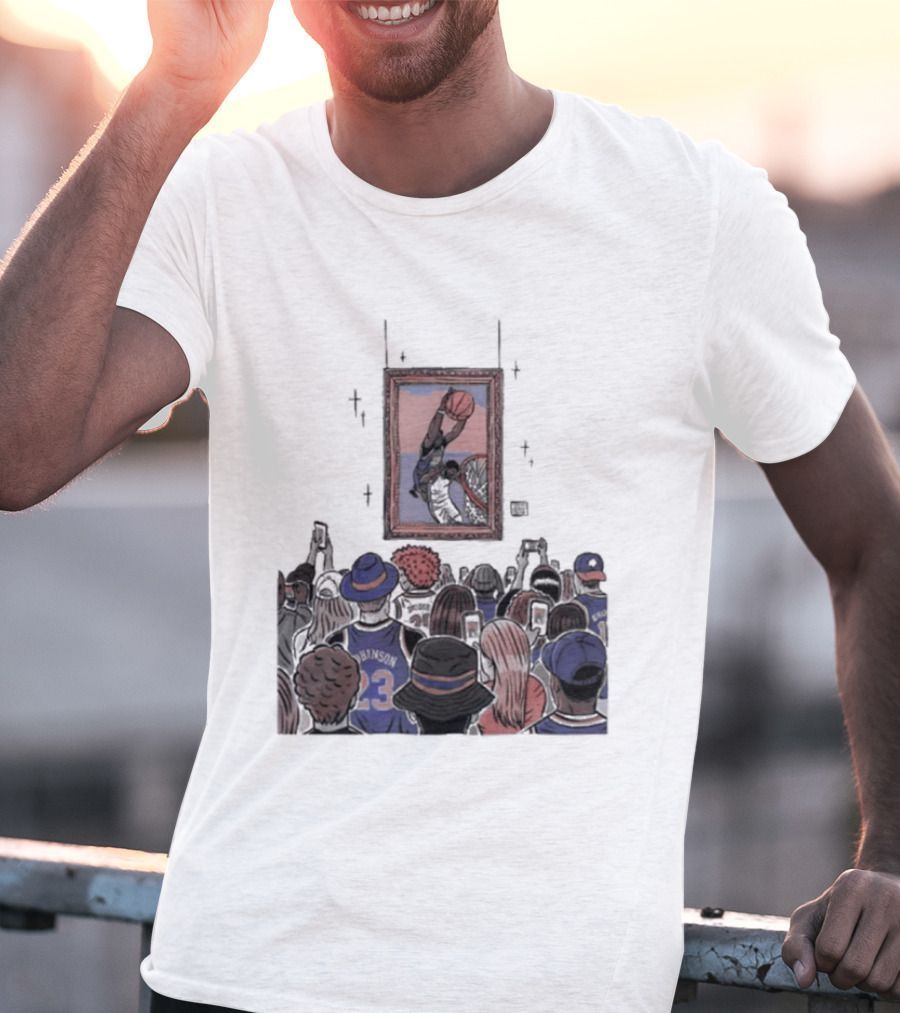 Mitchell Robinson New York Knicks Dunk Moment Over Philadelphia 76ers Joel Embiid Basketball Fans Gallery T-Shirt