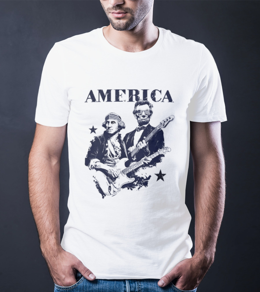 America George Washington Abraham Lincoln Presidential Rockstars 250 T-Shirt
