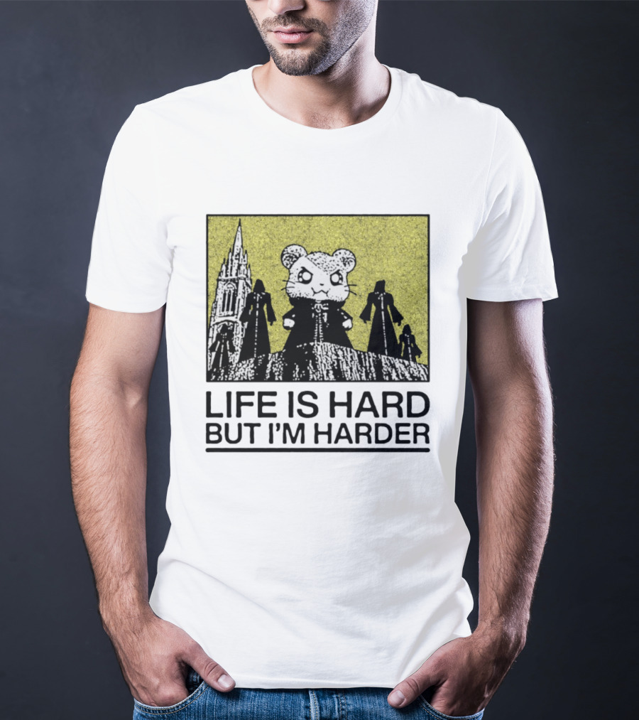 Hamtaro Life Is Hard But I'm Harder Gothic Style Tower And Figures T-Shirt
