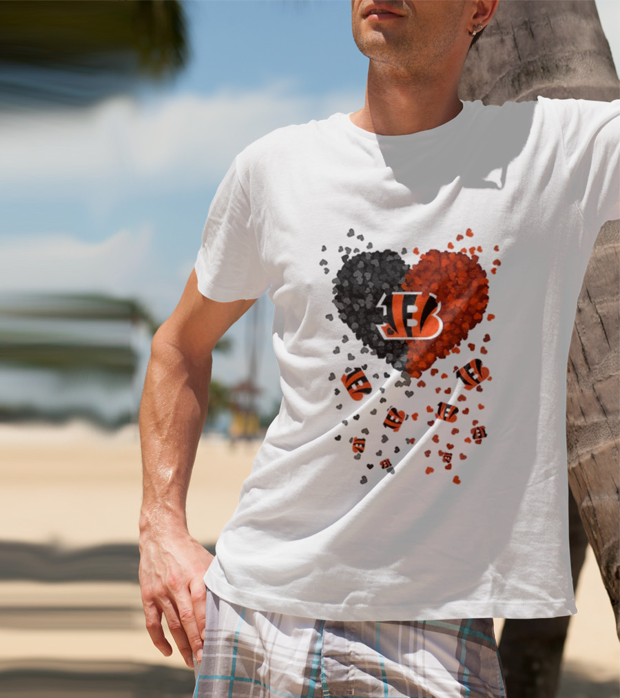 Cincinnati Bengals Heart 2026 Football Fan Love Collection T-Shirt