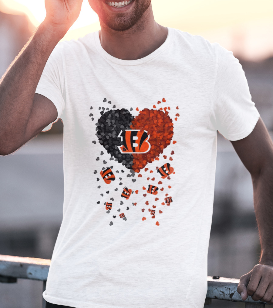 Cincinnati Bengals Heart 2026 Football Fan Love Collection T-Shirt