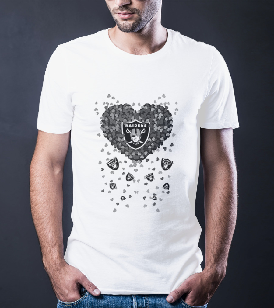 Heart Of Las Vegas Raiders Football 2026 Team Logo Emblem With Black And Silver Hearts T-Shirt