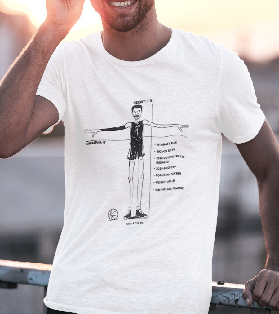 Victor Wembanyama Height Wingspan San Antonio Spurs Draft Pick Basketball T-Shirt