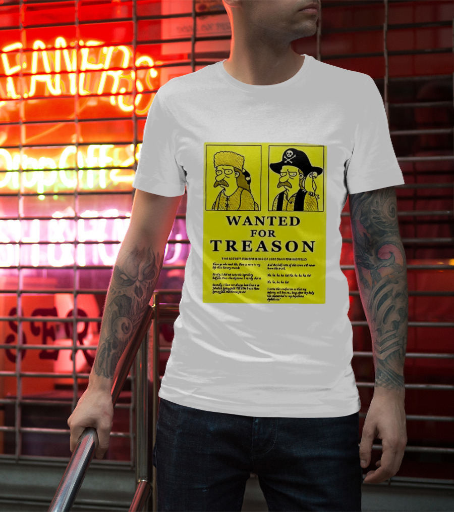 Wanted For Treason Kirk Van Houten Pirate And Russian Hat Cartoon Wanted T-Shirt