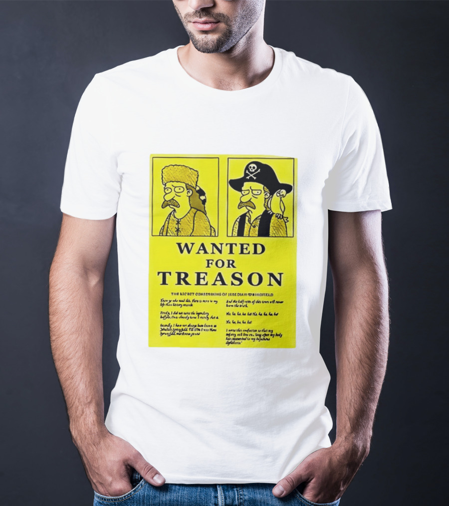 Wanted For Treason Kirk Van Houten Pirate And Russian Hat Cartoon Wanted T-Shirt