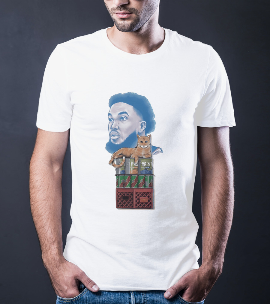 Karl Anthony Towns New York Knicks Bodega Cat And Paint Cans T-Shirt