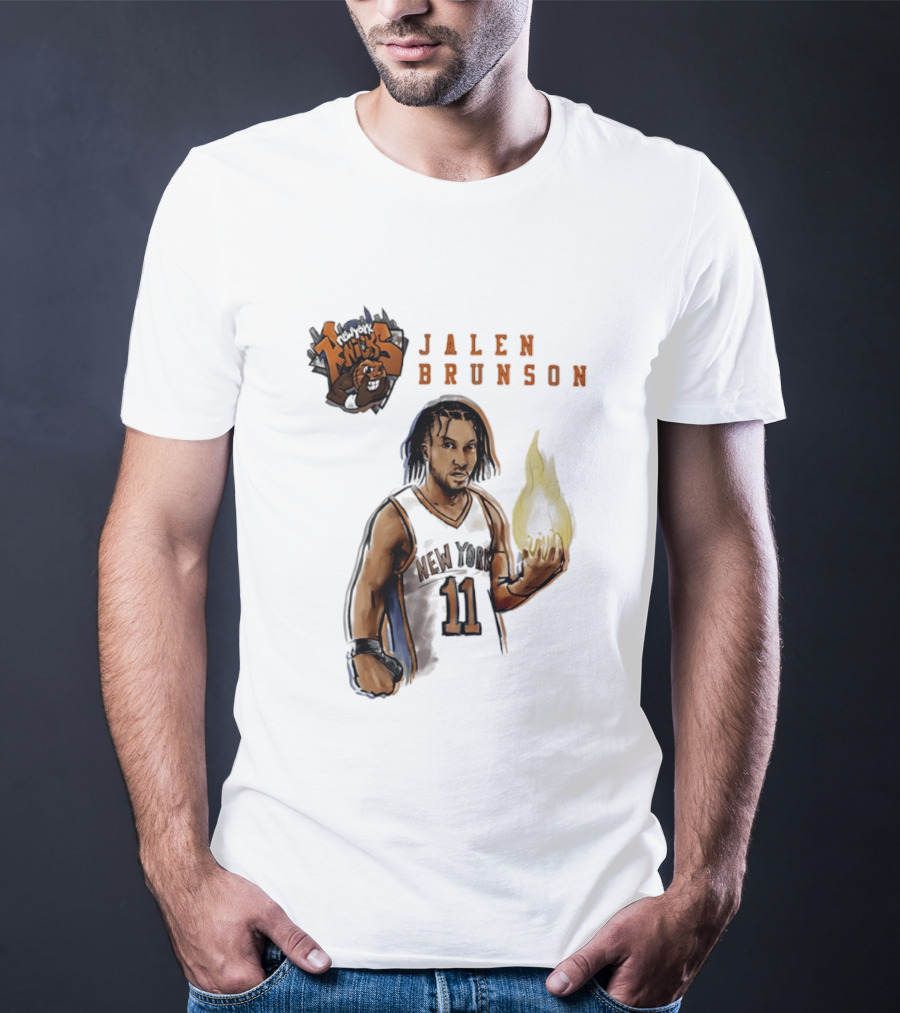 New York Knicks Jalen Brunson Flame 11 T-Shirt