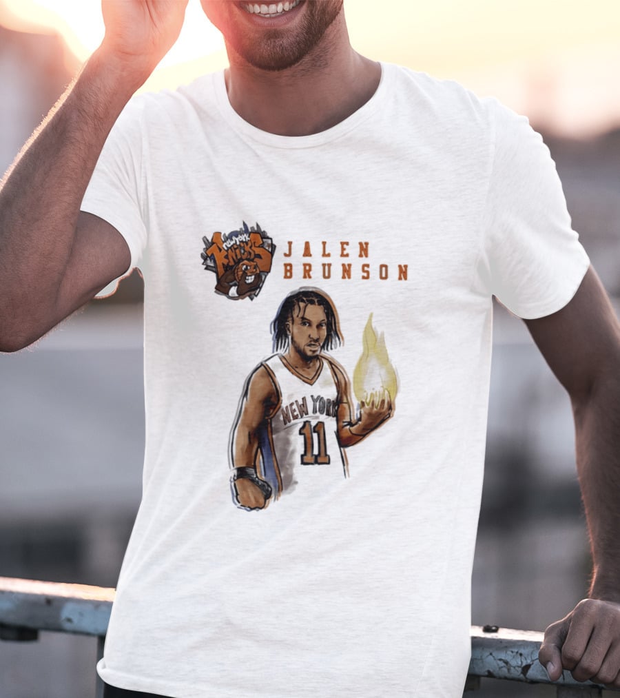 New York Knicks Jalen Brunson Flame 11 T-Shirt