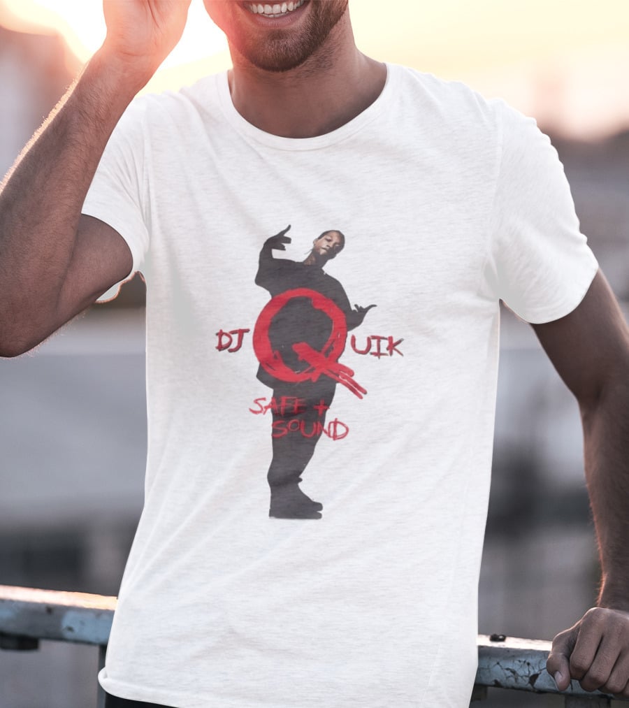 DJ Quik Safe Sound Album Cover Art Featuring Bold Red Lettering T-Shirt