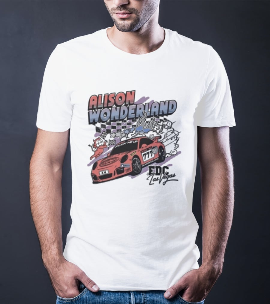 Alison Wonderland Racing 777 EDC Las Vegas Checkered Pink Car T-Shirt