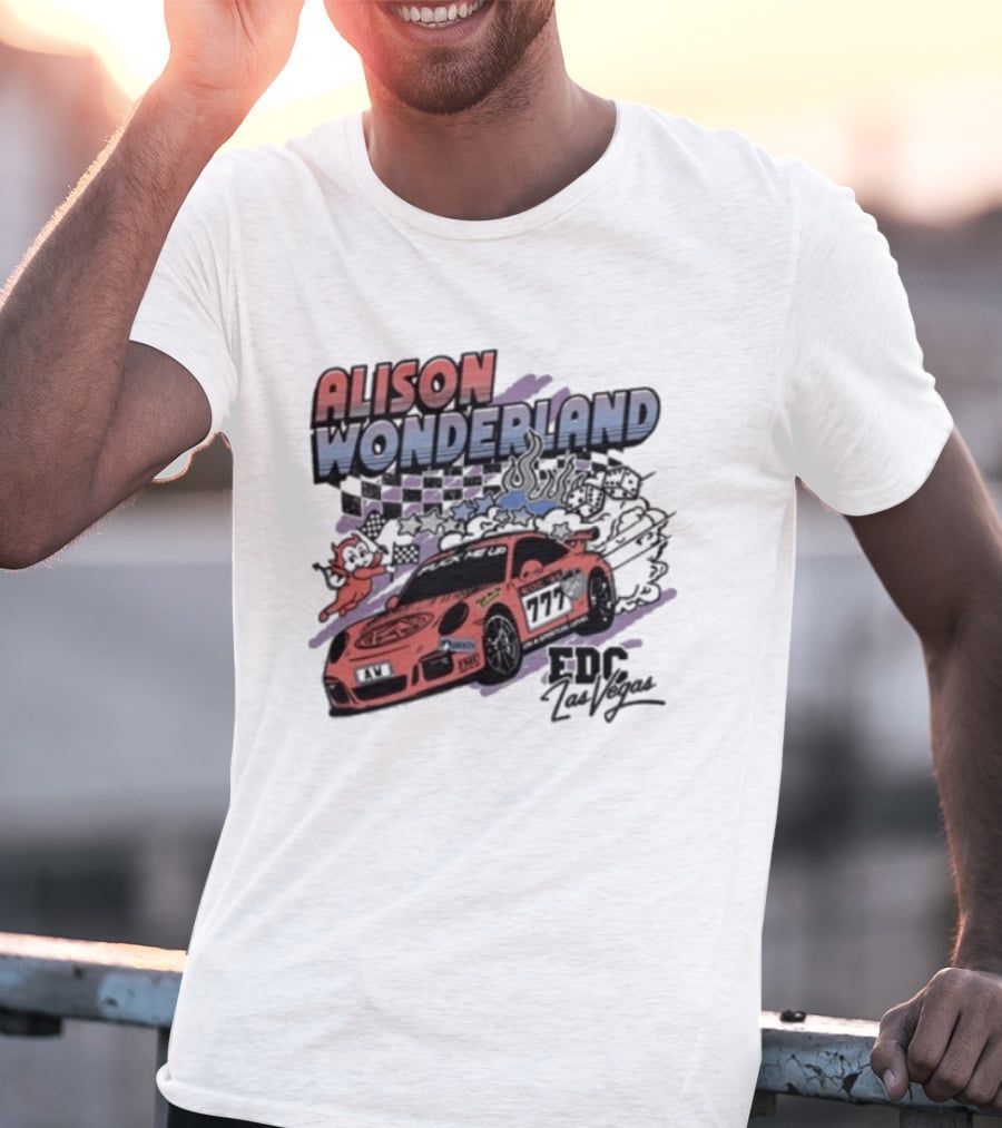 Alison Wonderland Racing 777 EDC Las Vegas Checkered Pink Car T-Shirt