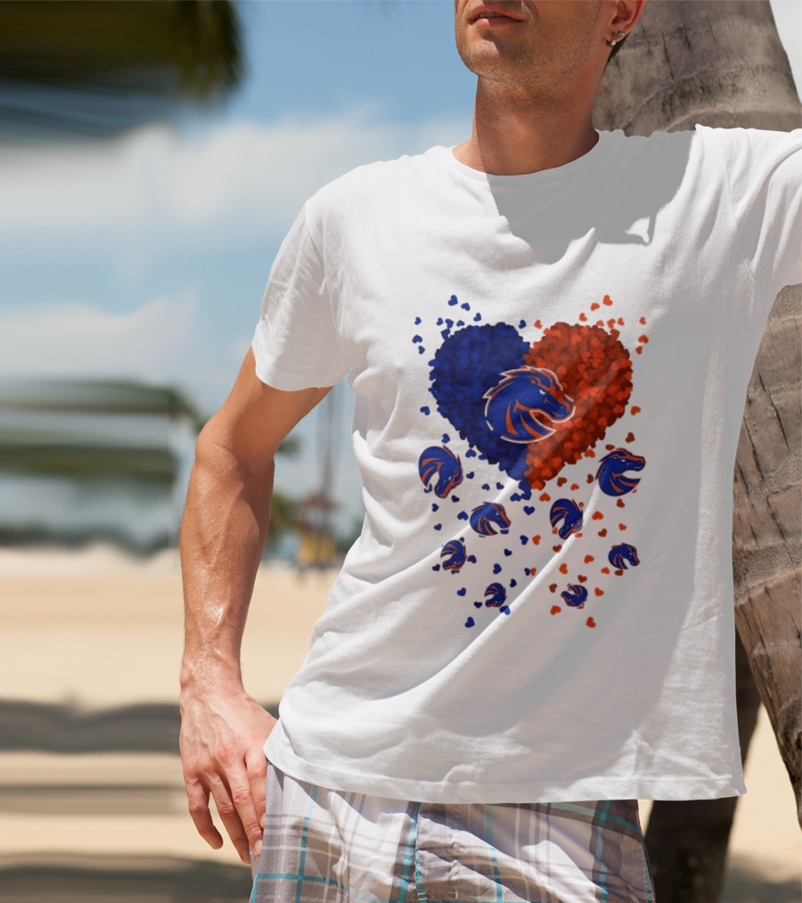 Heart Of Boise State Broncos Football 2026 Blue Orange Passion T-Shirt