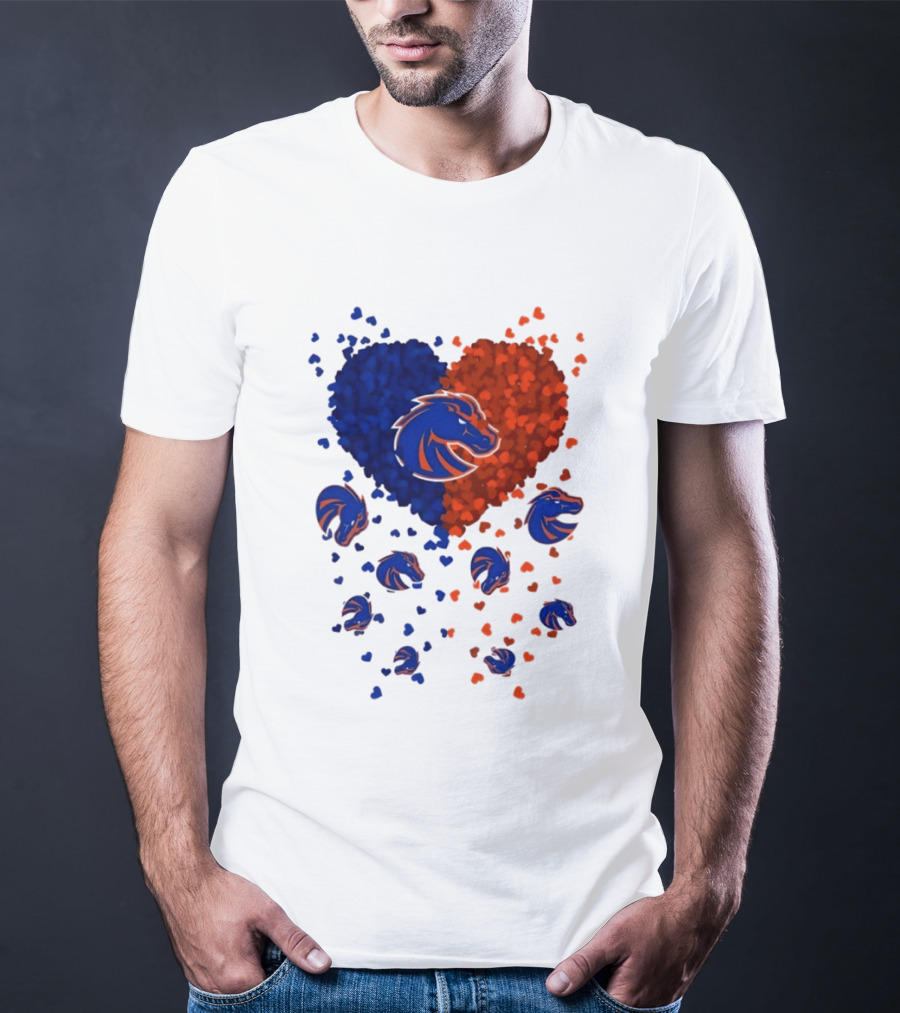 Heart Of Boise State Broncos Football 2026 Blue Orange Passion T-Shirt