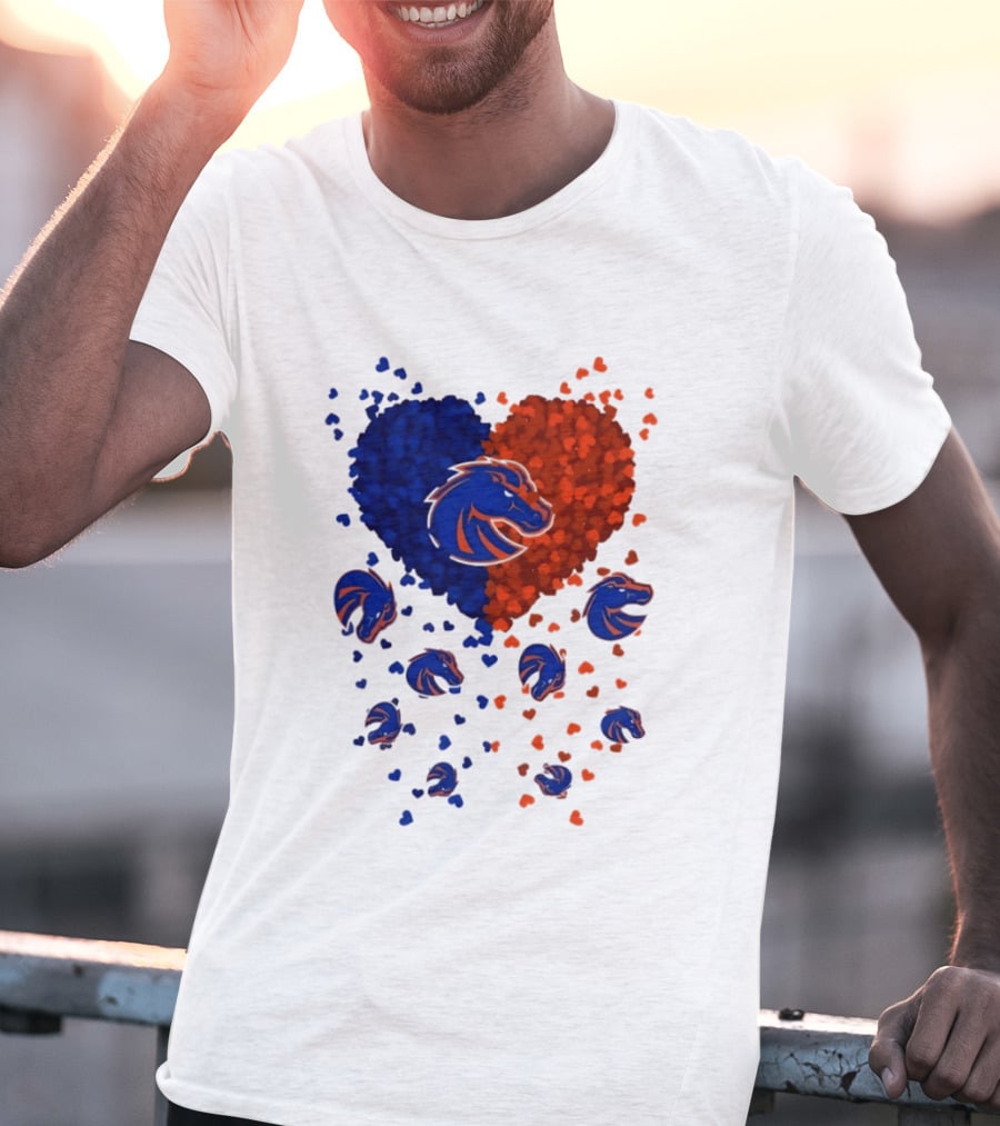 Heart Of Boise State Broncos Football 2026 Blue Orange Passion T-Shirt