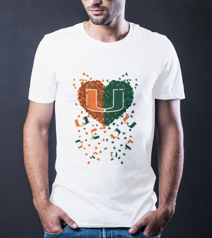 Heart Of Miami Hurricanes 2026 U Logo Football Celebration T-Shirt
