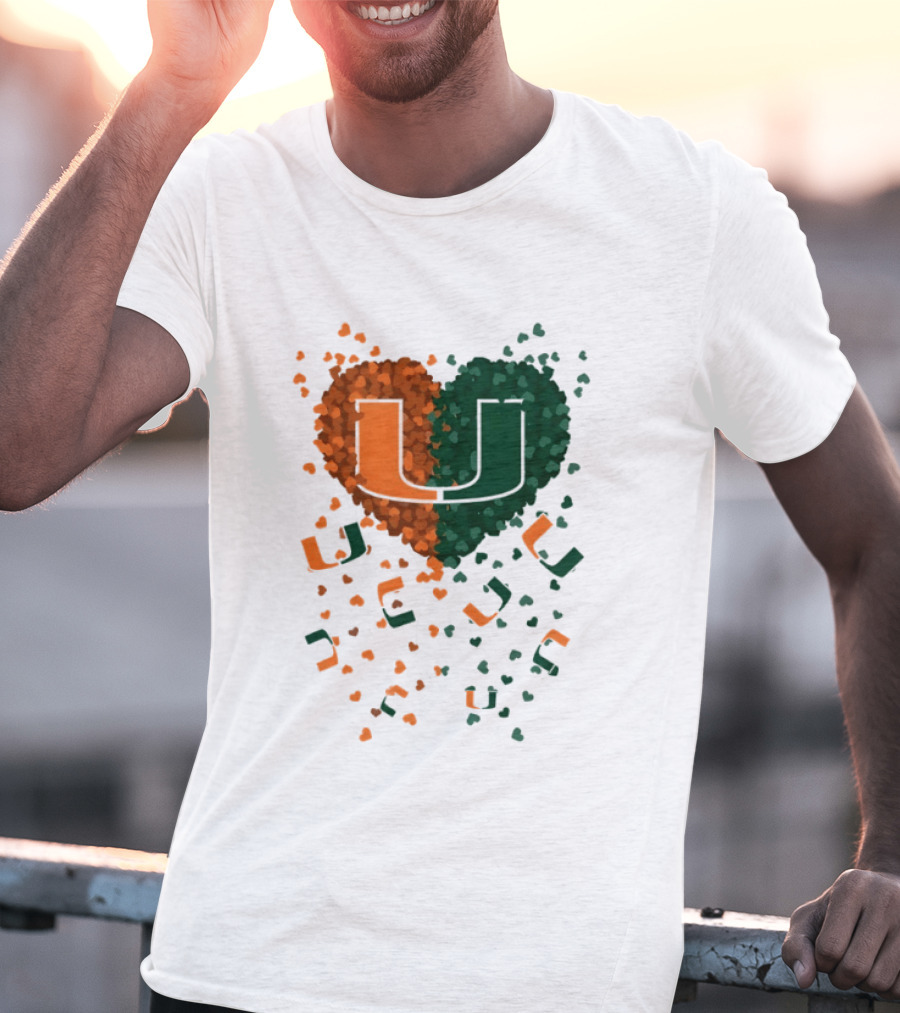 Heart Of Miami Hurricanes 2026 U Logo Football Celebration T-Shirt