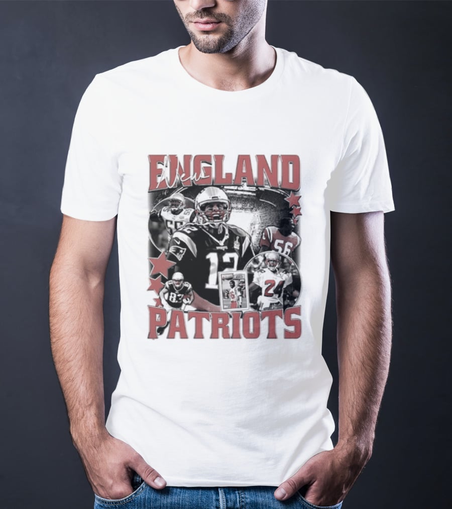 New England Patriots Vintage 90s Football Style Bootleg T-Shirt
